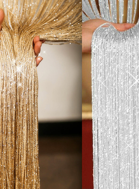 1x2m New Shiny Tassel Silver Line String Curtain Valance Liv
