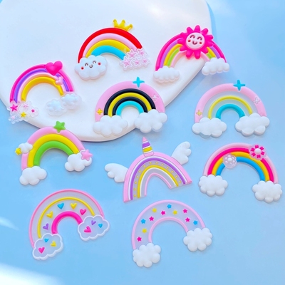 10pcs New Cute Transparent Cartoon Rainbow Series PVC Flexib