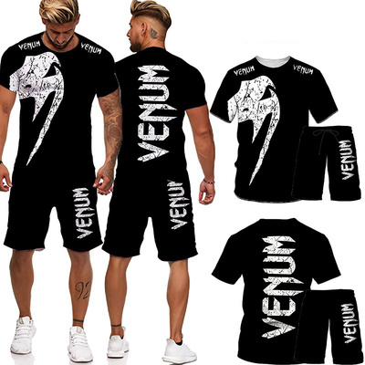 Summer New Men's Set 3D Print T-shirt Shorts 2 Piece Suit Me