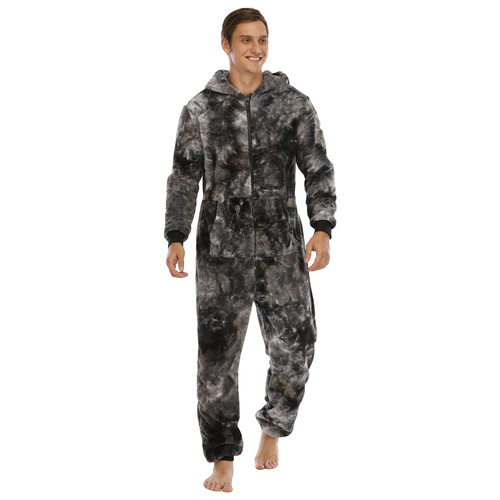 Autumn Winter Casual Flannel Onesies Hoodie Jumpsuit Pajama