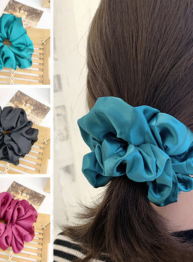 Oversized Hair Scrunchies For Women Solid Satin Silk Scrunch