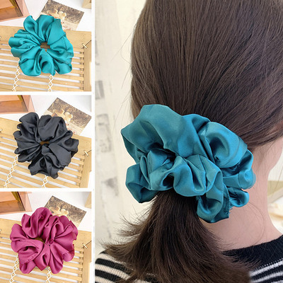 Oversized Hair Scrunchies For Women Solid Satin Silk Scrunch