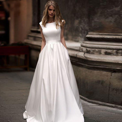 ivory white robe satin wedding party Dress Robe De Soiree lo