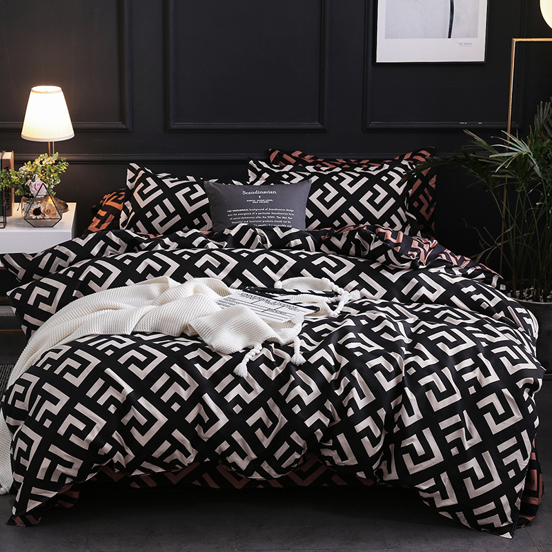 Luxury Black Bedding Set Queen King SIngle Full Size Polyest