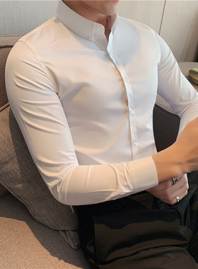 High Quality Solid Shirts for Men Clothing 2022  Slim Fit Me