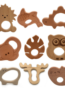 Baby Wooden Teethers Food Grade Beech Wood Animal Tortoise K
