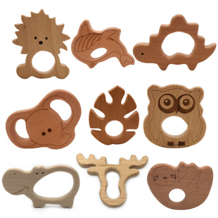 Baby Wooden Teethers Food Grade Beech Wood Animal Tortoise K