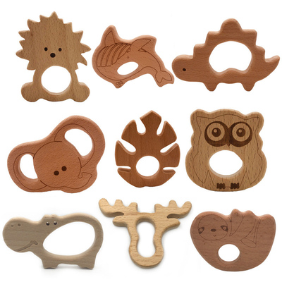 Baby Wooden Teethers Food Grade Beech Wood Animal Tortoise K