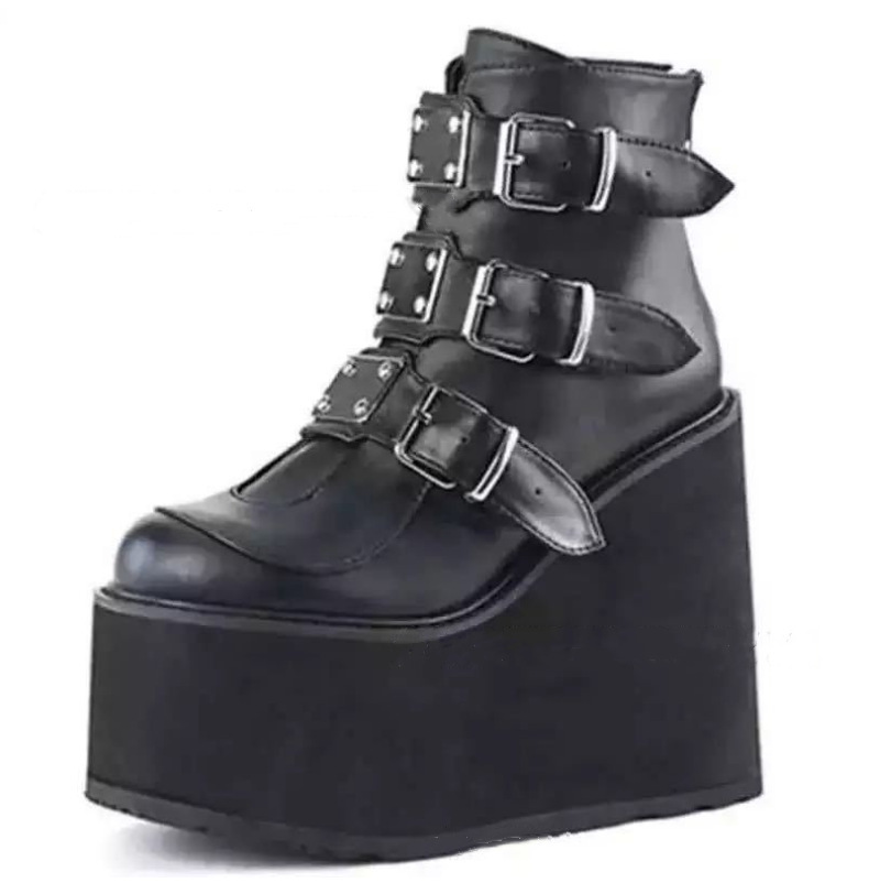 Winter Buckle Ankel Boots Women Punk Female Platform Boots W