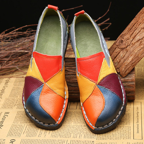 Women Loafers Patches Stitching Flat Shoes Woman Summer Flat