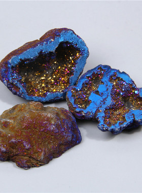 1Piece Natural Blue Agates Aura Druzy Irregular Plating Crys