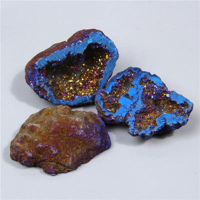 1Piece Natural Blue Agates Aura Druzy Irregular Plating Crys