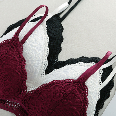 DeRuiLaDy Seamless Deep V Lace Bras For Women Wireless Push
