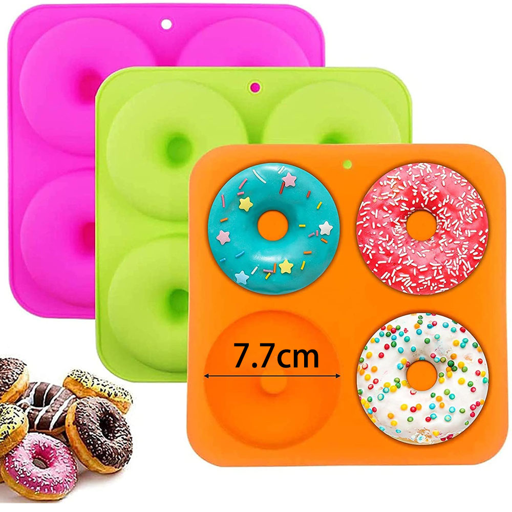 4 Holes Cake Mold 3D Silicone Doughnut Molds Non Stick Bagel