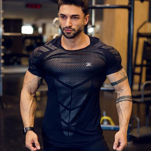 Compression Quick dry T-shirt Men Running Sport Skinny Short