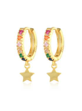 CANNER Color Zircon Lightning Cross Earrings For Women 925 S