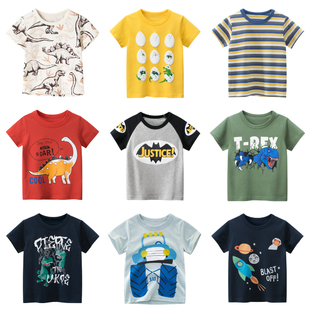 Kids Summer T-Shirt Cartoon Animals Shark Dinosaur Print Tod