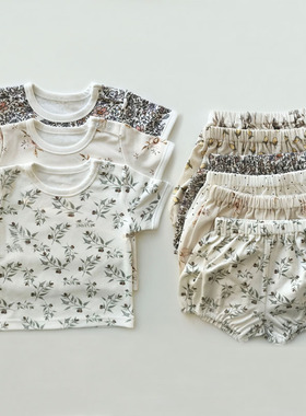 Newborn Baby Girl Boy Clothes Summer Floral Cotton Baby Clot
