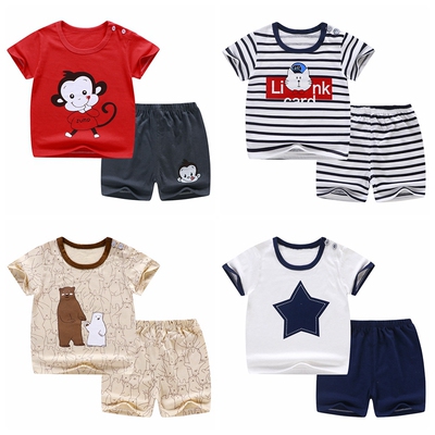 Summer Boys Clothes Suit Baby Girl  Outfits 100% Cotton Top+