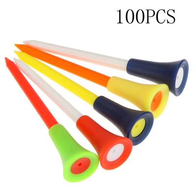 100 Pcs/Pack Plastic Golf Tees Multi Color 8.3CM Durable Rub
