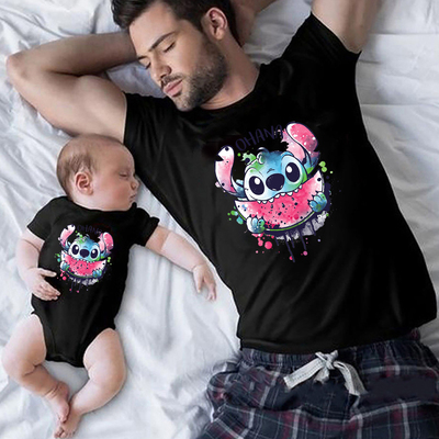 Family Look  Stitch T Shirt Mother and Baby Matching Outfits