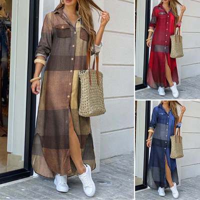 ZANZEA 2022 Fashion Female Longue Robe Women Autumn Vintage