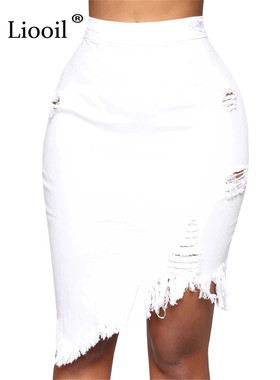 Asymmetric Hole Denim Midi Skirt With Tassel New 2022 Setwea