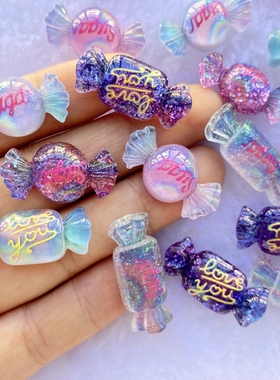 12Pcs New Cute Resin Mini Mixed Candy Flat Back Cabochon Scr