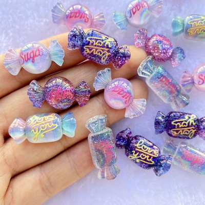 12Pcs New Cute Resin Mini Mixed Candy Flat Back Cabochon Scr