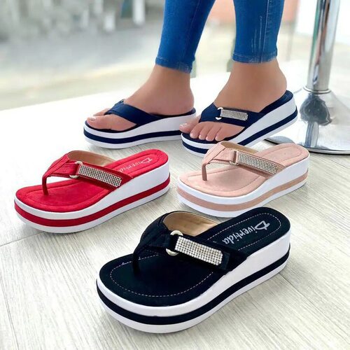 Plus Size Women's Shoes 2021 Rhinestone Sponge Platform Sand