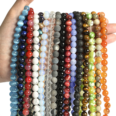 Natural Stone Bead Round Agates Amazonite Quartz Lava Tiger