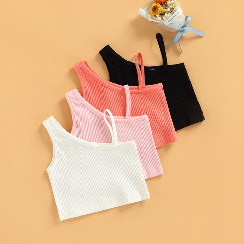 2-8Y Fashion Toddler Baby Girls Clothes Summer Solid Color R