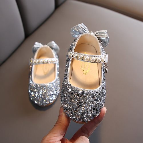 Spring Girls Shoes Glitter Wedding Performance Kids Flats Ba