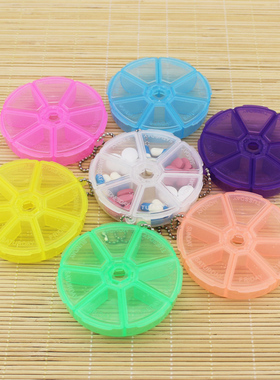 Mini Round Pill Box 7 Day Weekly Medicine Drug Tablet Dispen
