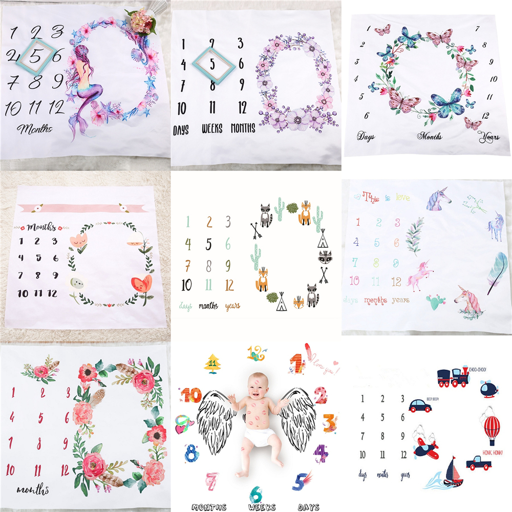 Cartoon Pattern Infant Baby Milestone Photo Props Background