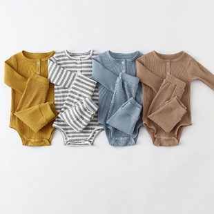 Infant Baby Boy Girl Clothes Set Long Sleeve Baby Bodysuit +