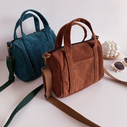 Corduroy Mini Tote Bag Handbags for Women 2021 Girls Purses
