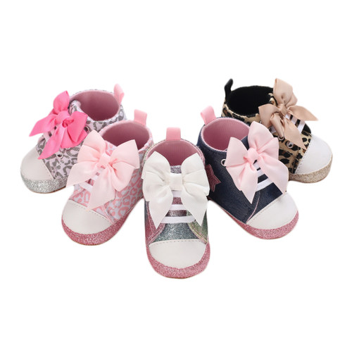 Lioraitiin 0-12M Newborn Baby Girl Boys Shoes Leopard / Star