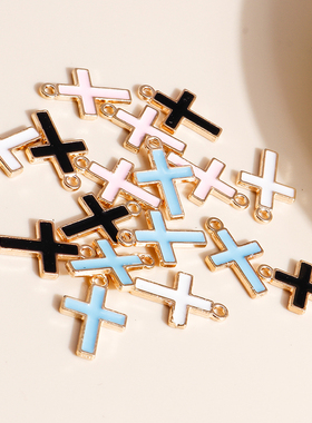10pcs/lot 11*17mm 4 Color Cute Enamel Cross Charms for Earri