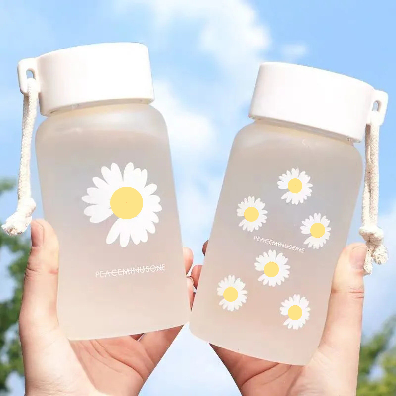 500ml Small Daisy Transparent Plastic Water Bottles BPA Free