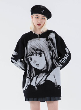 2022 Knit Kawaii Anime Sweater Winter Goth Cothes Oversized