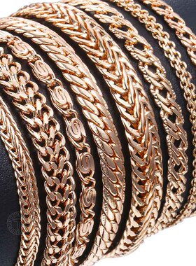 20cm Bracelets For Women Men 585 Rose Gold Curb Snail Foxtai