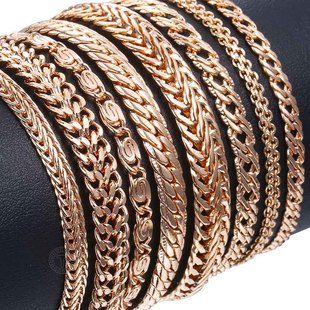 20cm Bracelets For Women Men 585 Rose Gold Curb Snail Foxtai