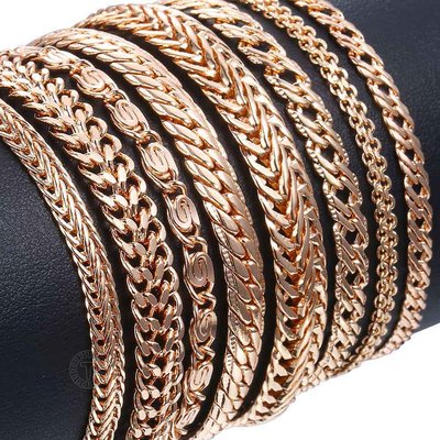 20cm Bracelets For Women Men 585 Rose Gold Curb Snail Foxtai