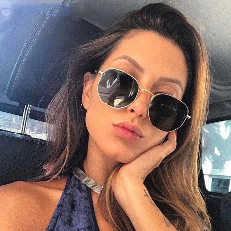 Vintage Small Square Sunglasses Woman Fashion Polygon Design