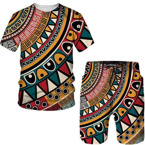 African Printed Women's/Men's T-shirts Sets Fashion Vintage