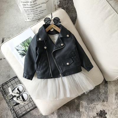 Baby Girl Boy Spring Autumn Winter PU Coat Jacket Kids Fashi
