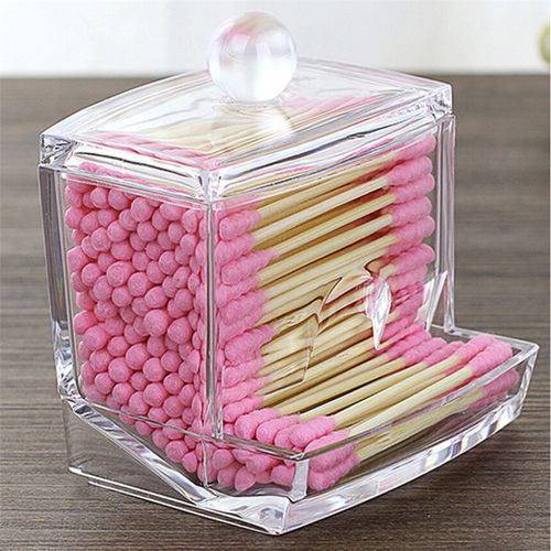 Acrylic Cotton Swabs Storage Holder Box Portable Transparent