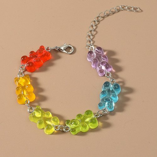 Cartoon Rainbow Candy Bear Ins Colored Gummy Candy Woman Bea