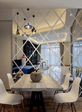 17/32/58Pcs 3D Mirror Wall Sticker DIY Diamonds Triangles Ac